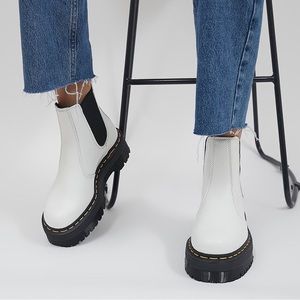 SMOOTH LEATHER PLATFORM CHELSEA BOOTS WHITE